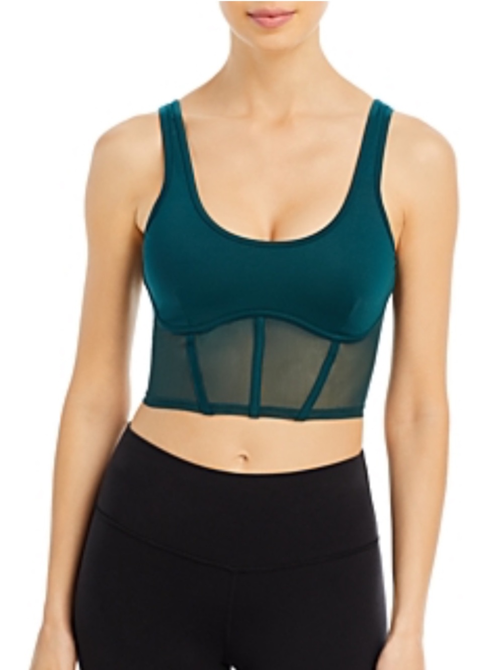 ALO Yoga Airbrush Mesh Corset Tank Top in Midnight Green